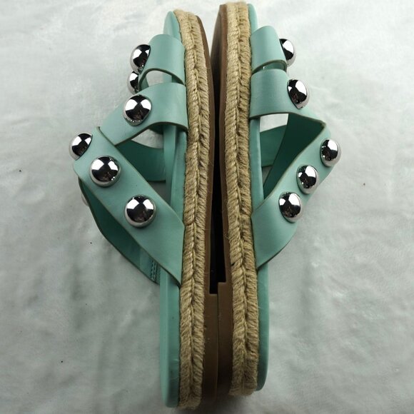 NWOT Marc Fisher Prisca Studded Espadrille Slide Sandals Aqua Blue Size‎ 9M - Picture 6 of 7